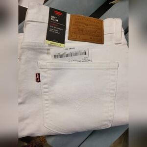Mens Levi 511 Stretch Slim Fit W34 L 34 White Denim Jeans